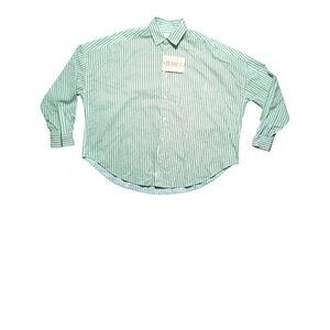 BLANCA Benny Oversized Striped Woman's Shirt, size XS/S cotton Color Green Brown